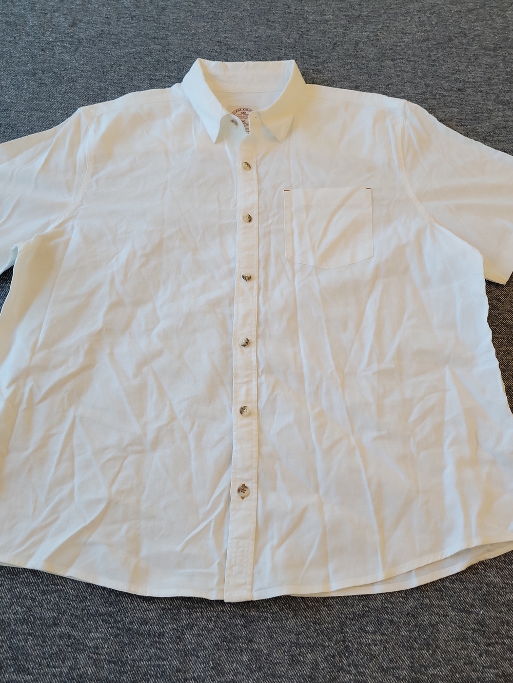 Fat Face Shirt Men's 2XL White Linen Blend Short Sleeve Pocket - Ships‎ from USA - Picture 2 of 7